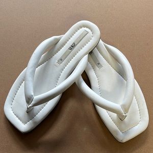 ZARA Square Toe White Sandals for Women Size 36